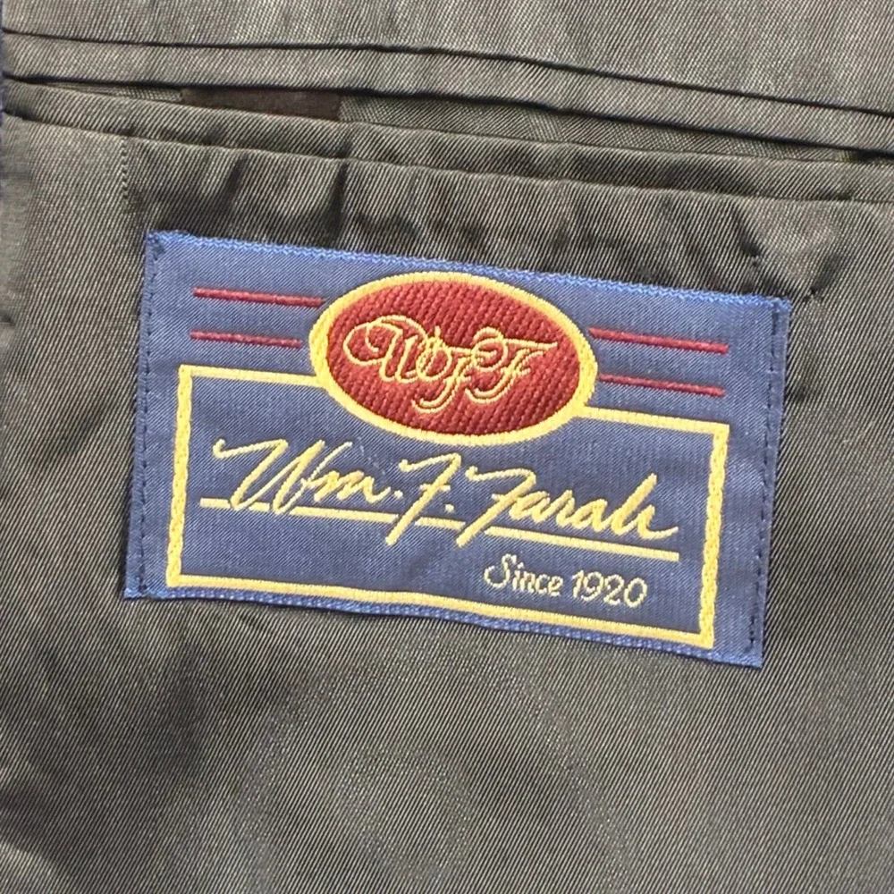 Vintage Wm. F. Farah Blazer Sport Coat Mens 46R Blue Faux Suede‎ Retro 70s